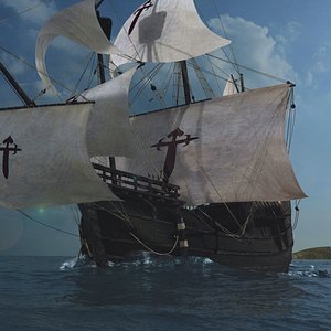 3D NAO VICTORIA Magellans fleet of five spanish galleons