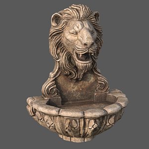 Lions Fountain Majesty Realistic Lion 3D model