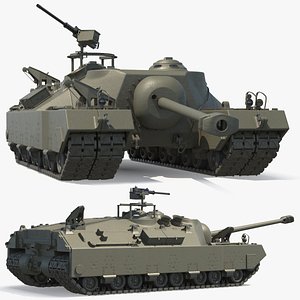 3D model WWII American T28 Super Tank New Green Rigged