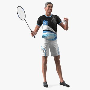 3D Chinese Elderly Man Badminton Style Rigged