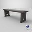 Old Medieval Bench Low-poly PBR