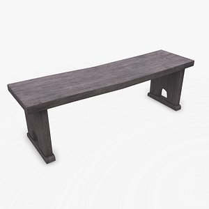 Old Medieval Bench Low-poly PBR 3D model