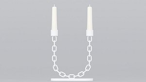 3D Alphabet U White Chain Candleholder 3D Model True PBR Renders Zero Cleanup UVs 4K PBR Textures model