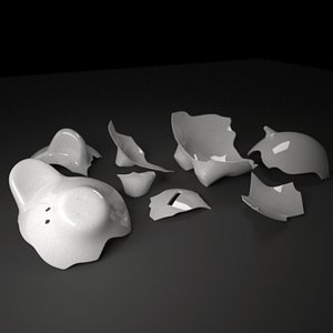 3d model piggy bank broken