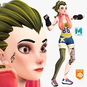 Cartoon Rigged Hip Hop Dancer Girl-Laura Character 3D Model
