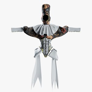 Clown garment with corset and bows 3D model 3D model