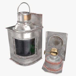 3D model Ship Aged Lamp with Black Glass Disassembled