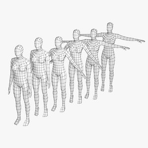 3D Natural Female In 6 Modeling Poses COLLECTION model