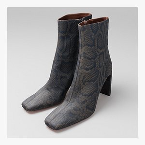 3D Pair of Python skin or leather brown womens boots shoes