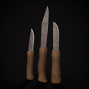 3D Three Worn Parring Knives