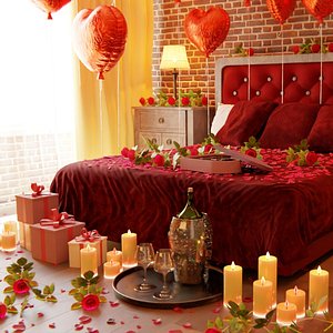 Valentines day Bedroom 3D