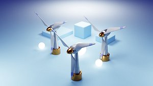 3D model Premium Stylized Wind Turbine Set