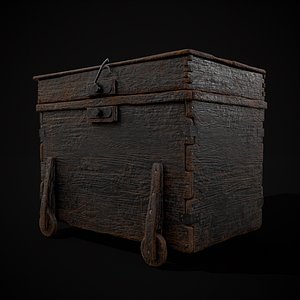 3D model Wooden Rolling Chest