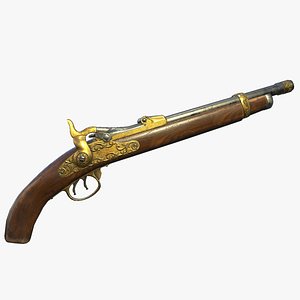 flintlock pistol weapon 3D
