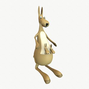 3D kangaroo cartoon toon