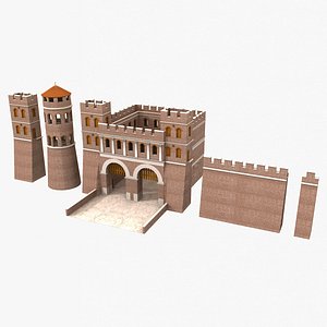ancient roman town walls 3D model
