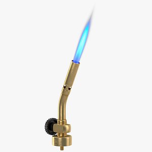 Propane Torch Head with Flame 3D model