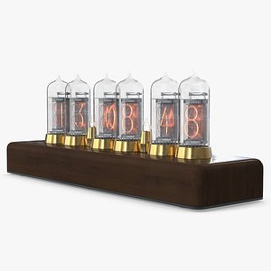 Nixie Tube Digital Desk Clock Wood Brass