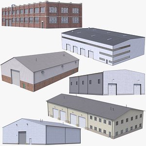 6 Industrial Buildings Collection PBR 3D