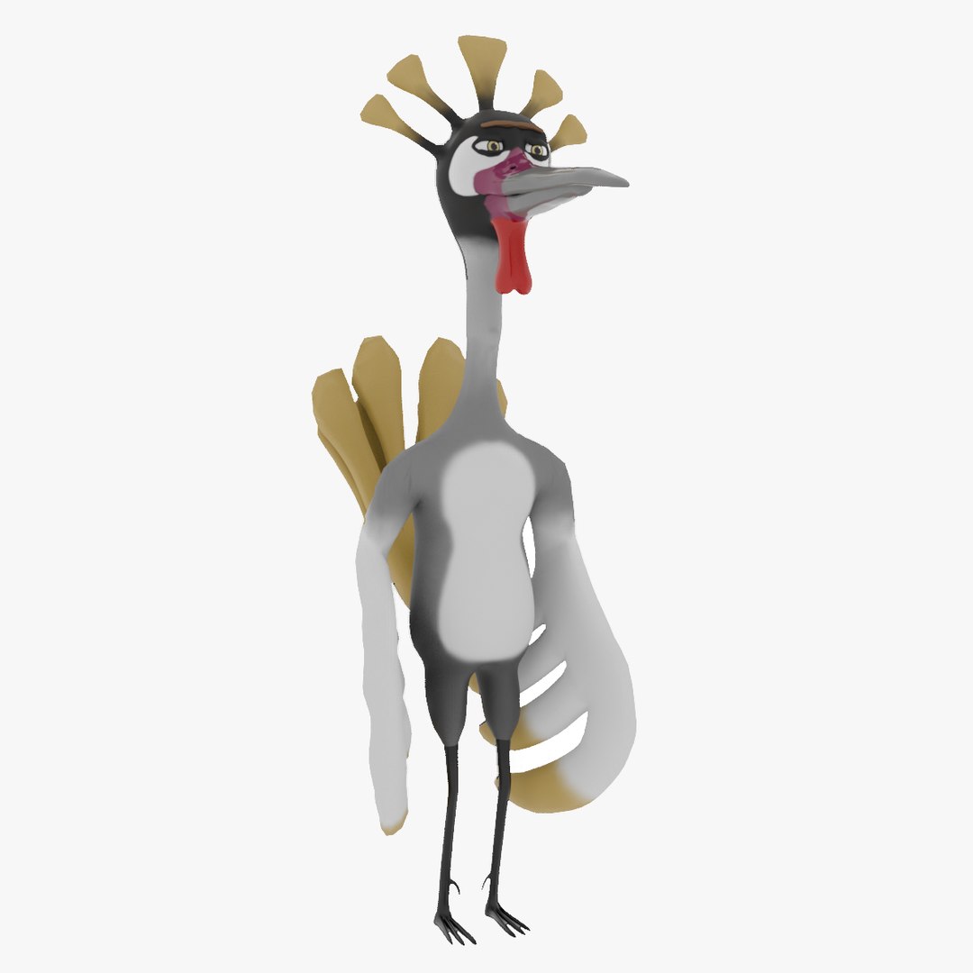 3D Animated Cartoon Crane Bird 3D Character - Rigged Model - TurboSquid ...