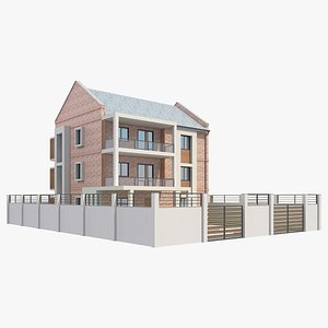 3D model Three Storey Brick House 2