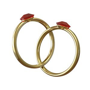 Golden Ring with Red Emerald