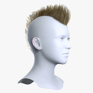 3D model Realistic Blonde Mohawk Punk Hairstyle 3D Asset