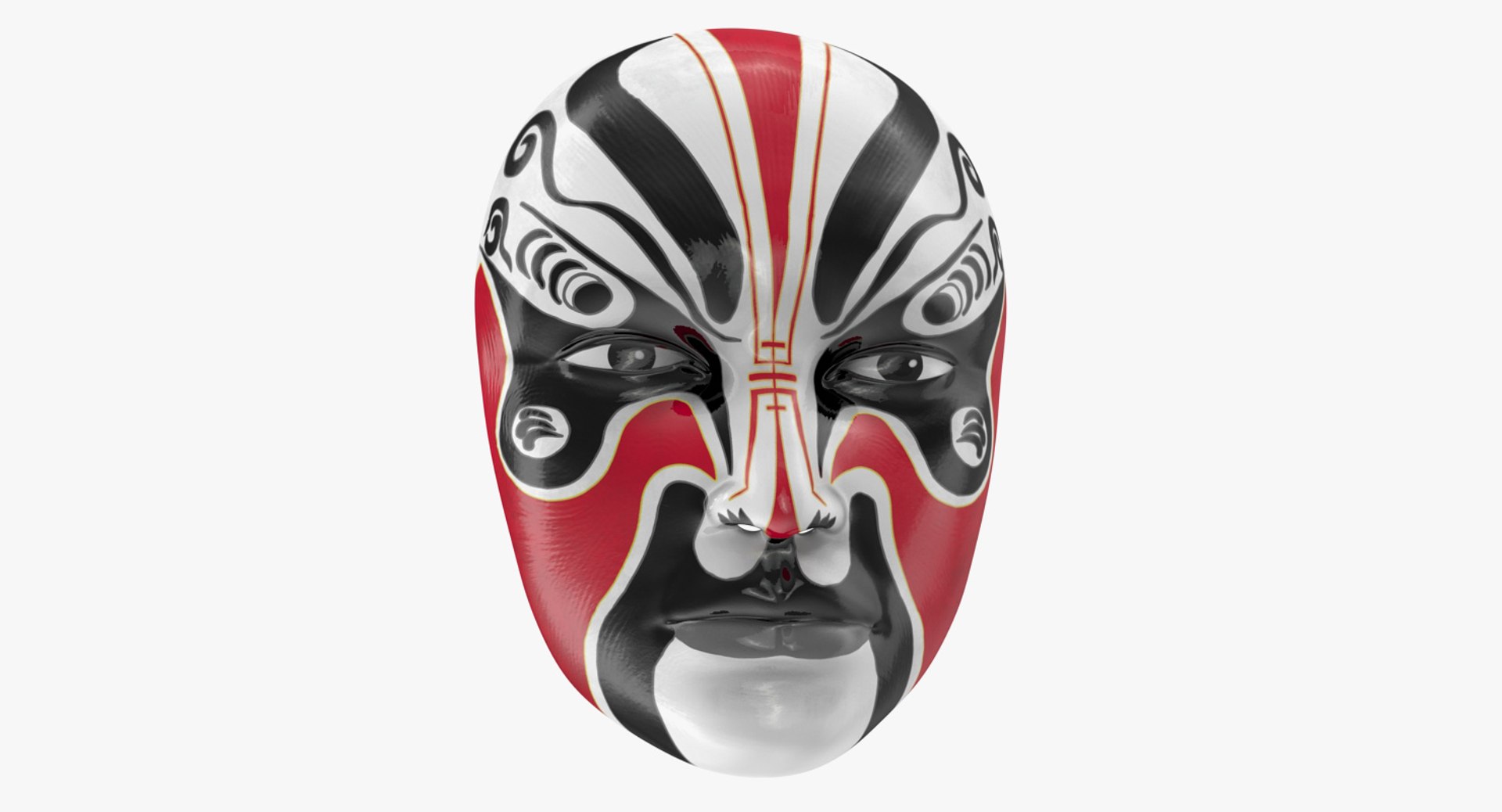 Japanese Male Opera Mask 3D model preview