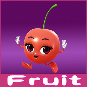 cartoon fruits 3d model
