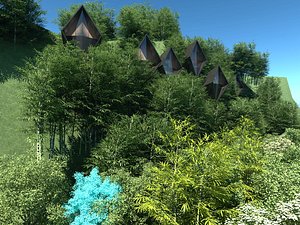 Bamboo forest camping home stay 3D model