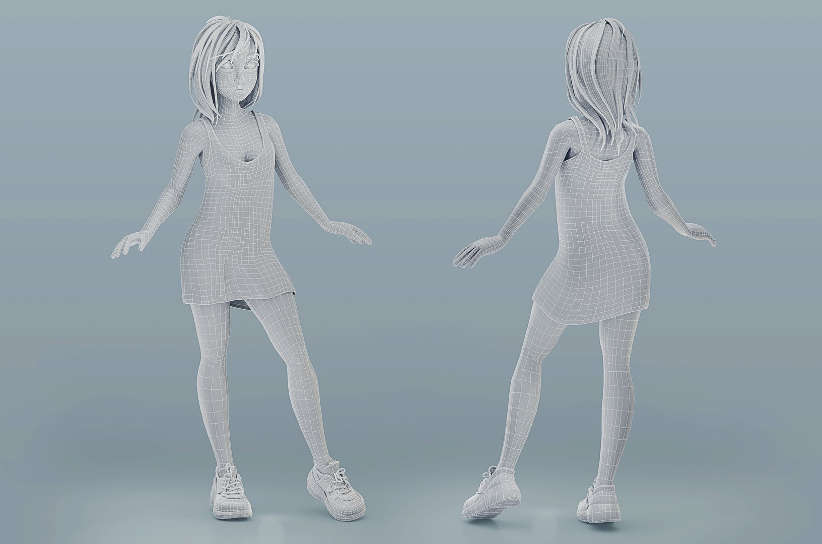 Low poly Cartoon Girl Rigged 3D model - TurboSquid 1889191