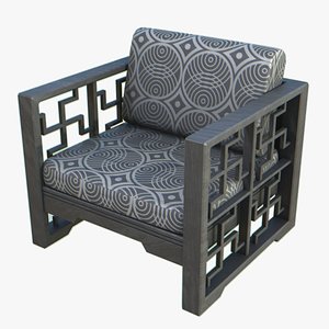 3D Asia wooden chair model