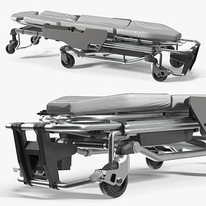 3D Foldable Ambulance Stretcher Black Gray Folded Pose model