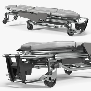Foldable Ambulance Stretcher Black Gray Folded Pose
