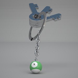 N Snooker Ball with Keychain 3D