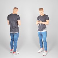 Handsome man is texting a message 34
