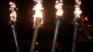 3D Medieval Torches 48 Variations model