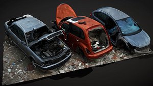 car wrecks destroyed ground part3 RAW photogrammetry