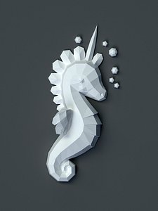 Seahorse Unicorn Wall Sculpture 3D