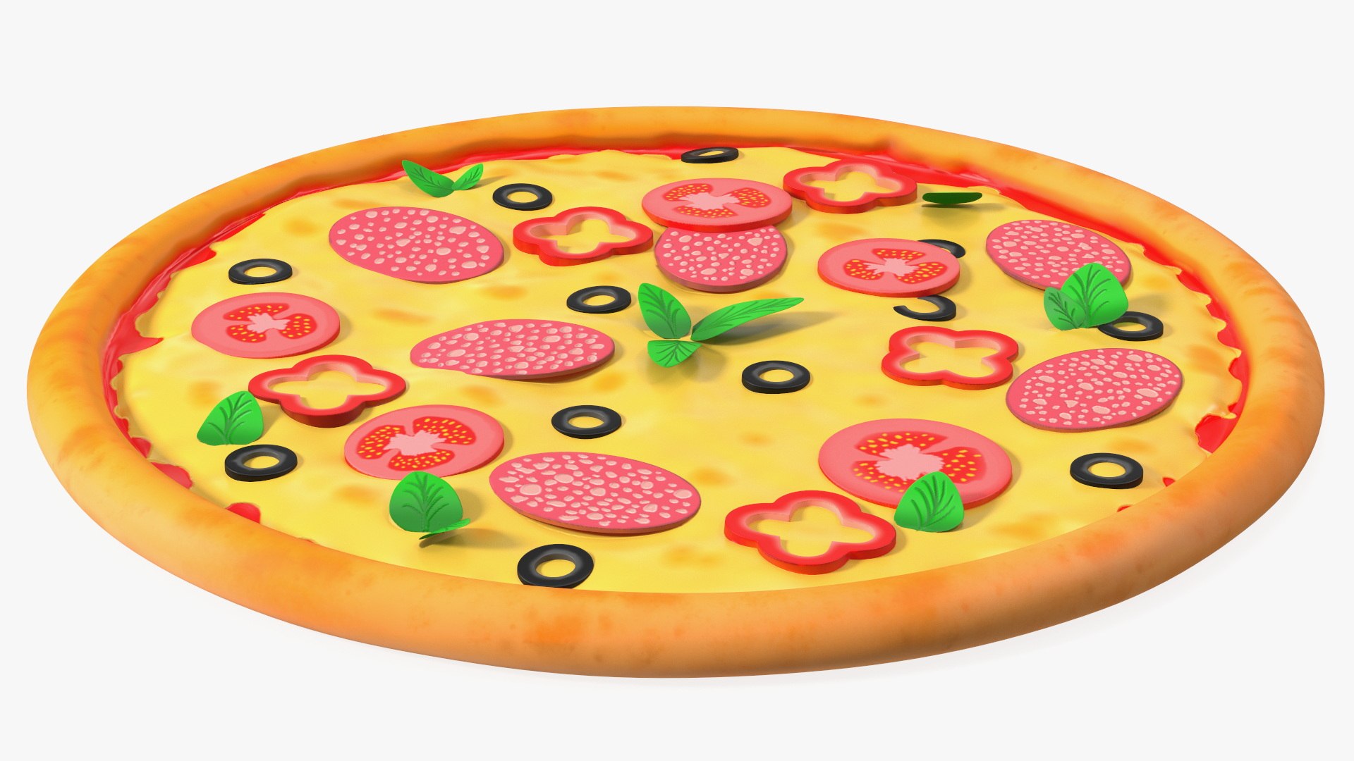 Cartoon Pepperoni Pizza Whole 3D Model - TurboSquid 2051073