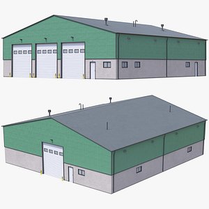 3D Green Industrial Building 32 PBR