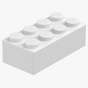 lego brick 2x4 white 3D model