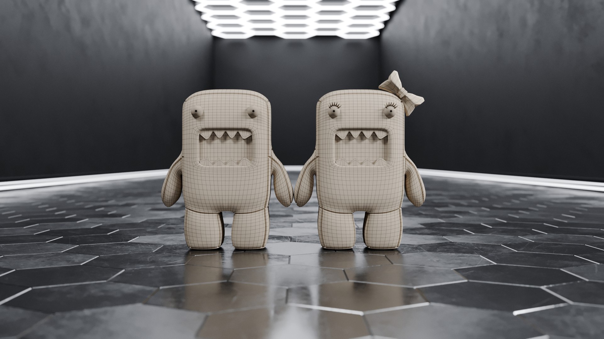 3D DomoKun Couple Model - TurboSquid 1846273