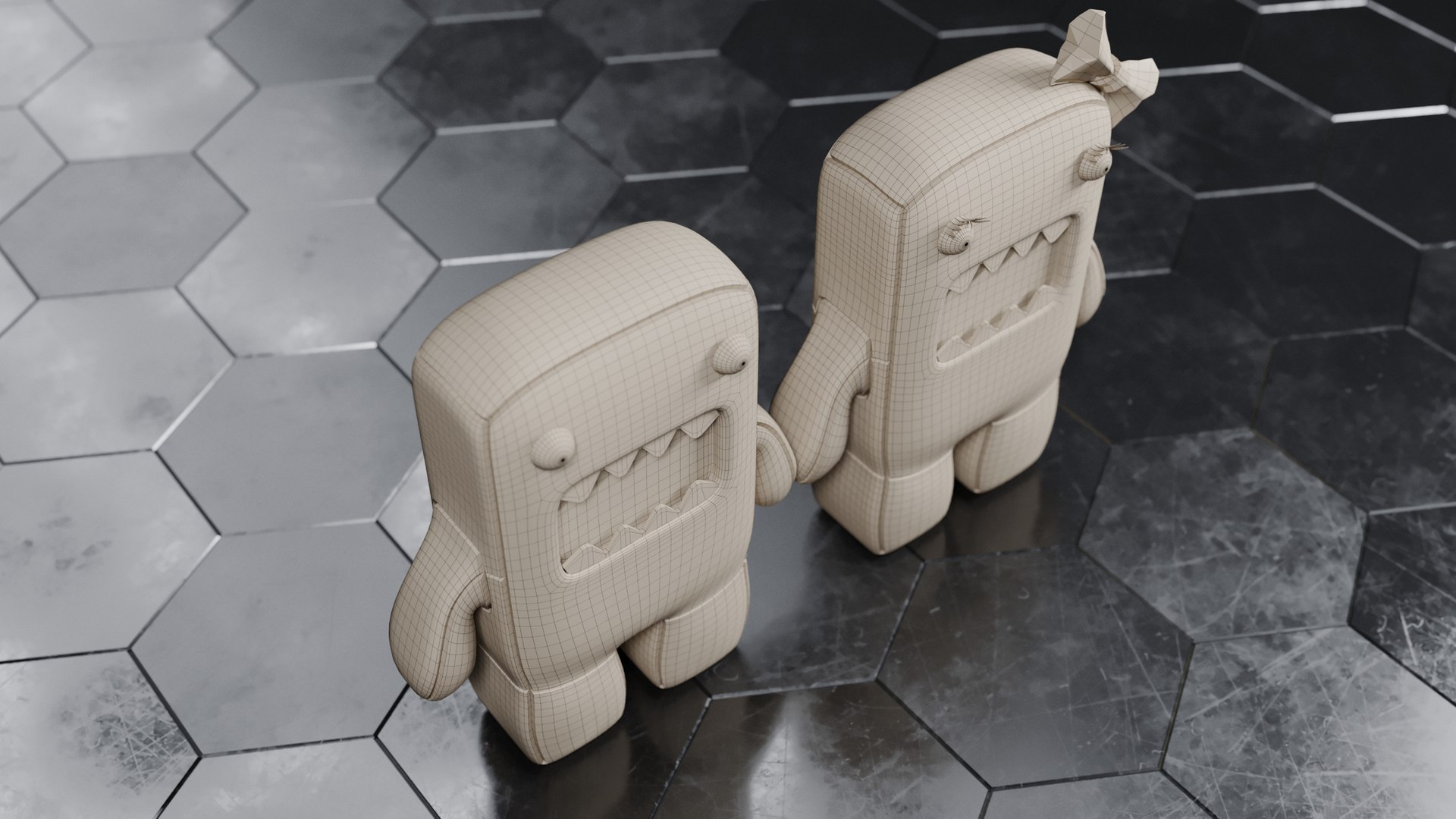 3D DomoKun Couple Model - TurboSquid 1846273