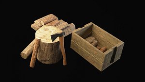 The Old Woodcutter s set Game Ready 3D model