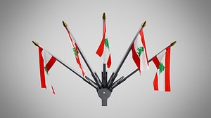 Wall Mount Flags 5 Of Lebanon 3D model