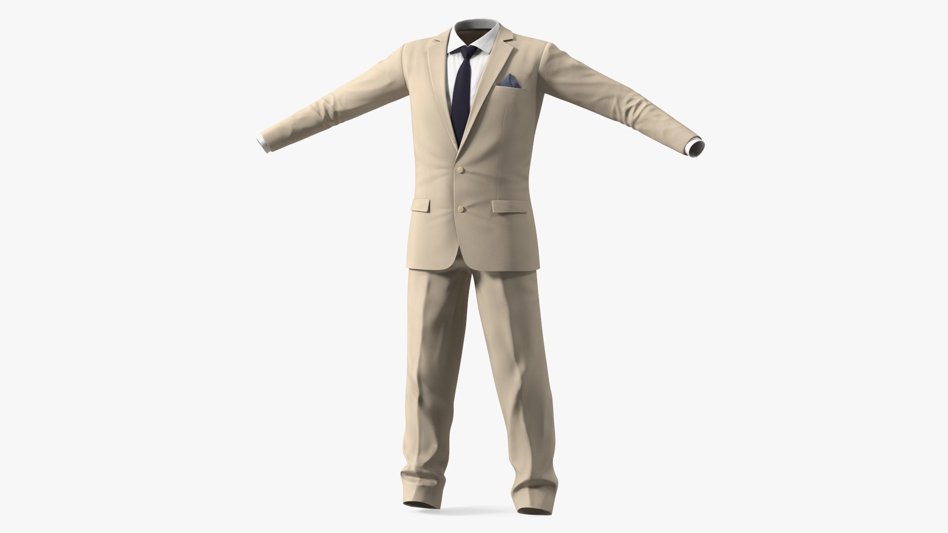 Beige Men Suit 3D model preview