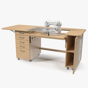 Horn Elements Sewing Table Unit Rigged 3D