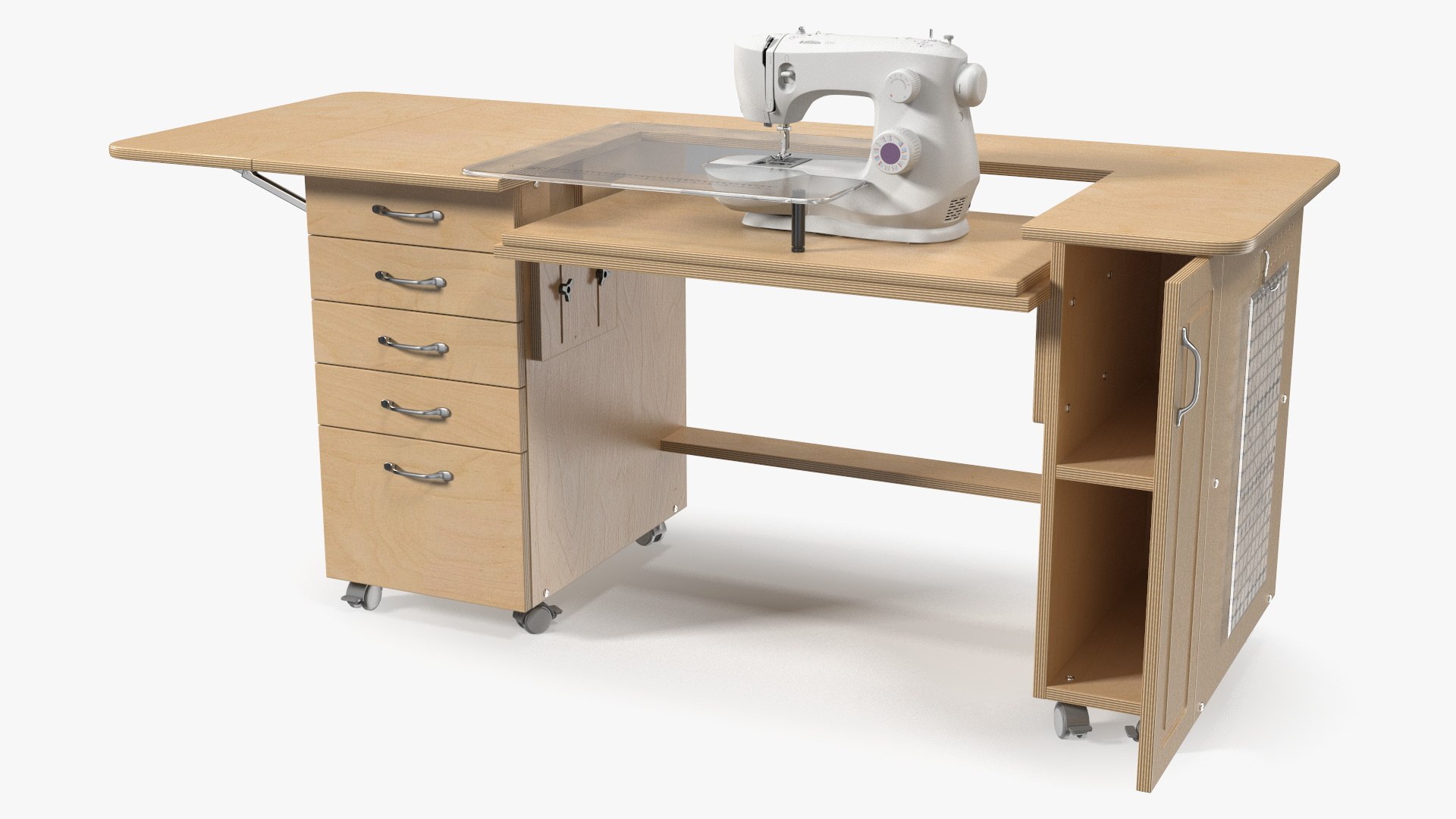 Horn Elements Sewing Table Unit Rigged 3D model preview