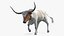 Texas Longhorn White Color Rigged model